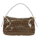 FENDI Zucchino Canvas Mamma Baguette Bag Coated Canvas Beige Gold Auth 180493SAV-2