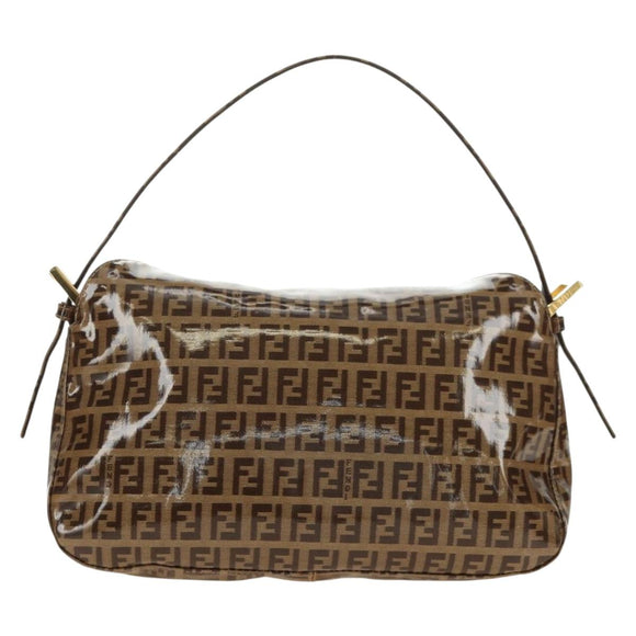 FENDI Zucchino Canvas Mamma Baguette Bag Coated Canvas Beige Gold Auth 180493SAV