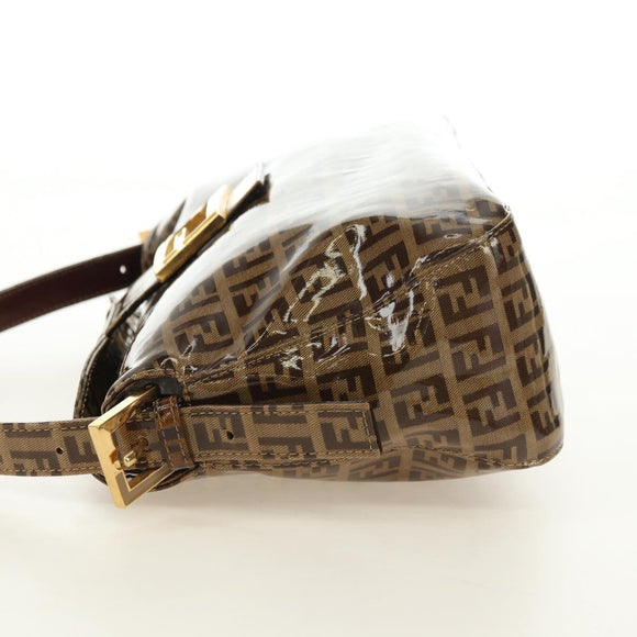 FENDI Zucchino Canvas Mamma Baguette Bag Coated Canvas Beige Gold Auth 180493SAV