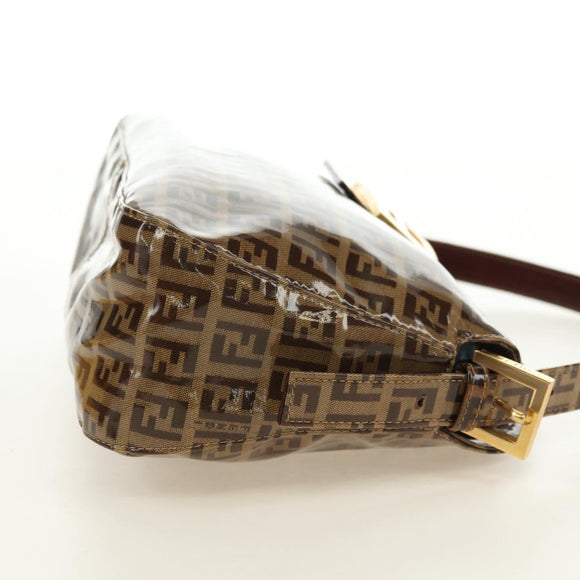 FENDI Zucchino Canvas Mamma Baguette Bag Coated Canvas Beige Gold Auth 180493SAV