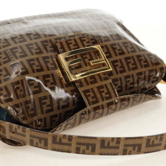 FENDI Zucchino Canvas Mamma Baguette Bag Coated Canvas Beige Gold Auth 180493SAV