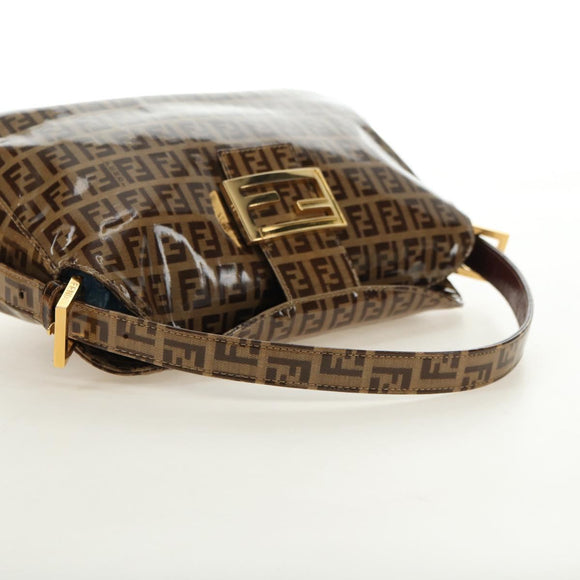 FENDI Zucchino Canvas Mamma Baguette Bag Coated Canvas Beige Gold Auth 180493SAV