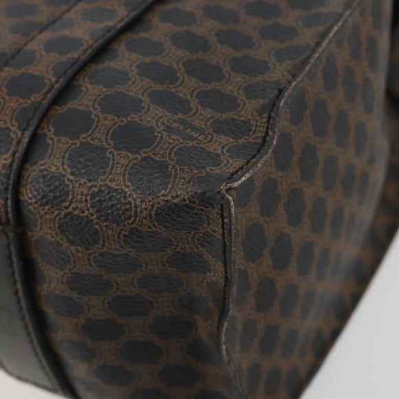 CELINE Macadam Canvas Draagtas PVC Leer Zwart Goud Auth 180495A