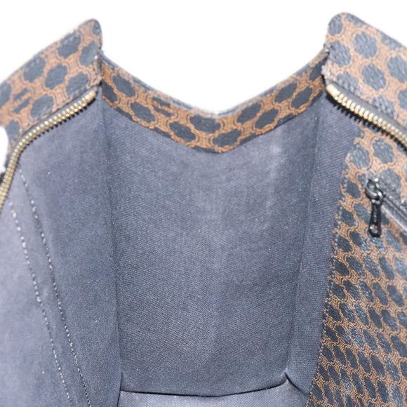 CELINE Macadam Canvas Draagtas PVC Leer Zwart Goud Auth 180495A