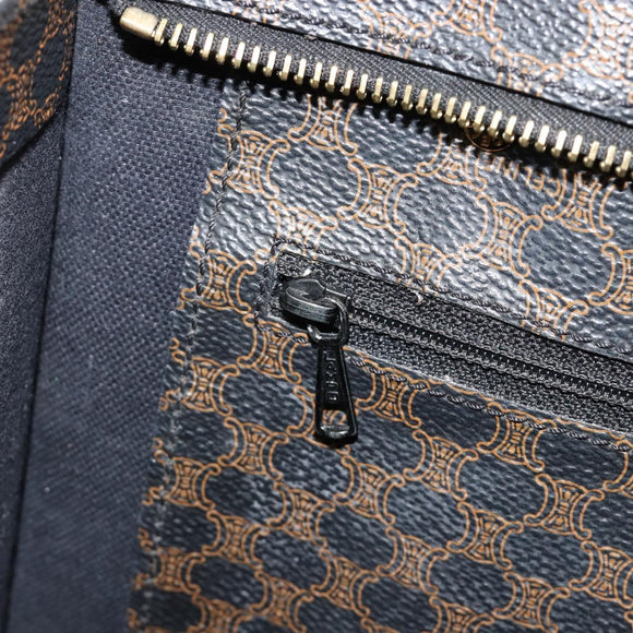 CELINE Macadam Canvas Draagtas PVC Leer Zwart Goud Auth 180495A