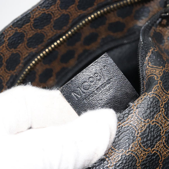 CELINE Macadam Canvas Draagtas PVC Leer Zwart Goud Auth 180495A
