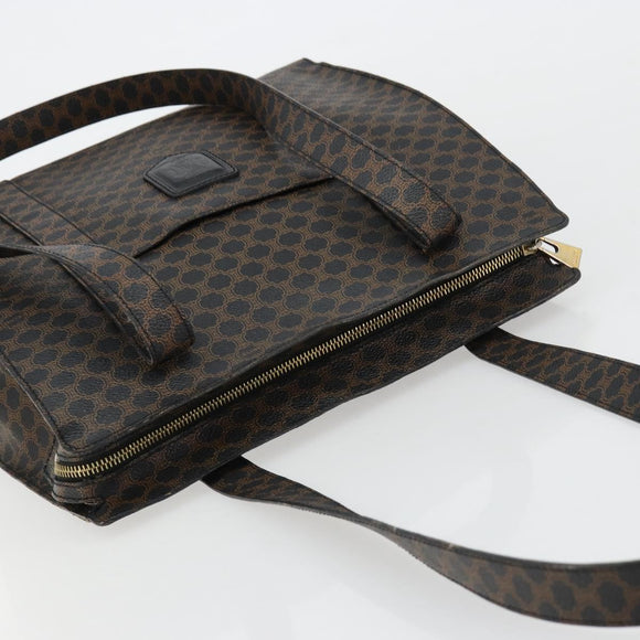CELINE Macadam Canvas Draagtas PVC Leer Zwart Goud Auth 180495A