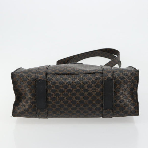 CELINE Macadam Canvas Draagtas PVC Leer Zwart Goud Auth 180495A