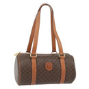CELINE Macadam Canvas Handtas PVC Leer Bruin Goud Auth 180496A-1