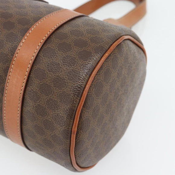 CELINE Macadam Canvas Handtas PVC Leer Bruin Goud Auth 180496A