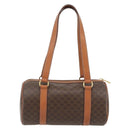 CELINE Macadam Canvas Handtas PVC Leer Bruin Goud Auth 180496A-2