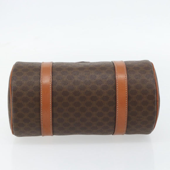 CELINE Macadam Canvas Handtas PVC Leer Bruin Goud Auth 180496A