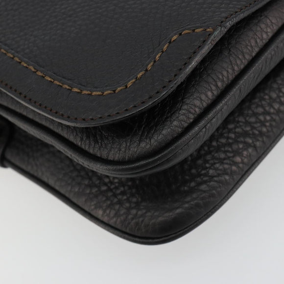 Salvatore Ferragamo Gancini Shoulder Bag Leather Black Silver Auth 180500A