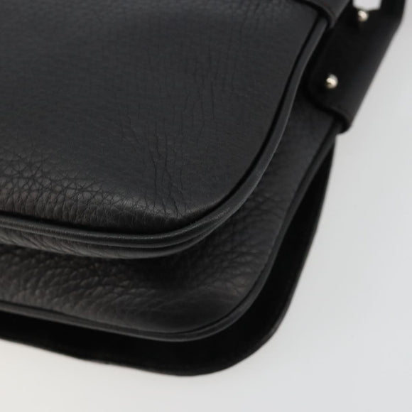 Salvatore Ferragamo Gancini Shoulder Bag Leather Black Silver Auth 180500A