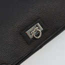 Salvatore Ferragamo Gancini Shoulder Bag Leather Black Silver Auth 180500A-18