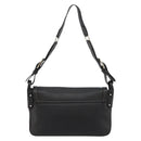 Salvatore Ferragamo Gancini Shoulder Bag Leather Black Silver Auth 180500A-2
