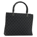 GUCCI GG Canvas Bamboo Hand Bag Black Silver 002 1016 Auth 180509A-1