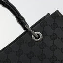 GUCCI GG Canvas Bamboo Hand Bag Black Silver 002 1016 Auth 180509A-14