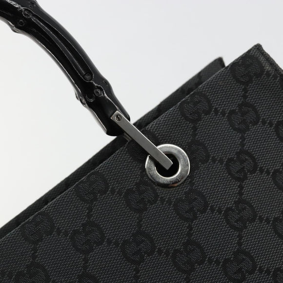 GUCCI GG Canvas Bamboo Hand Bag Black Silver 002 1016 Auth 180509A