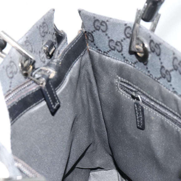 GUCCI GG Canvas Bamboo Hand Bag Black Silver 002 1016 Auth 180509A