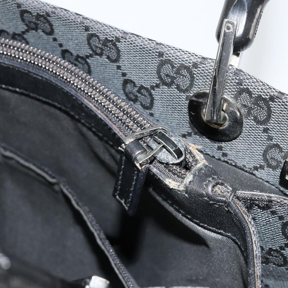 GUCCI GG Canvas Bamboo Hand Bag Black Silver 002 1016 Auth 180509A