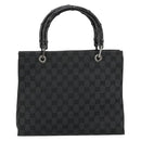 GUCCI GG Canvas Bamboo Hand Bag Black Silver 002 1016 Auth 180509A-3