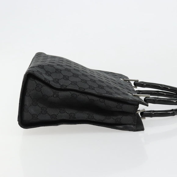 GUCCI GG Canvas Bamboo Hand Bag Black Silver 002 1016 Auth 180509A