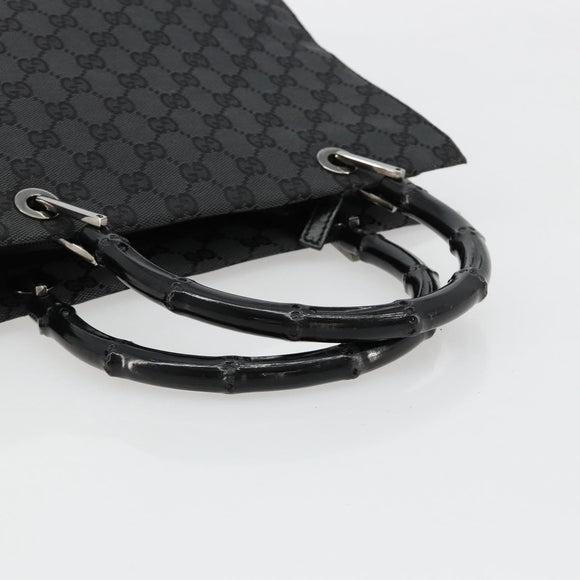GUCCI GG Canvas Bamboo Hand Bag Black Silver 002 1016 Auth 180509A