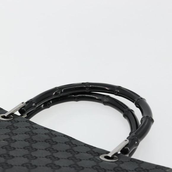 GUCCI GG Canvas Bamboo Hand Bag Black Silver 002 1016 Auth 180509A