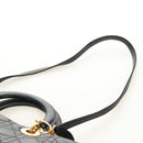 Christian Dior Canage Hand Bag Lamb Skin Black Gold Auth 180510SAM-15