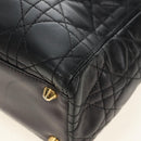 Christian Dior Canage Hand Bag Lamb Skin Black Gold Auth 180510SAM-16