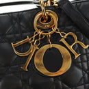 Christian Dior Canage Hand Bag Lamb Skin Black Gold Auth 180510SAM-19