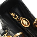Christian Dior Canage Hand Bag Lamb Skin Black Gold Auth 180510SAM-20