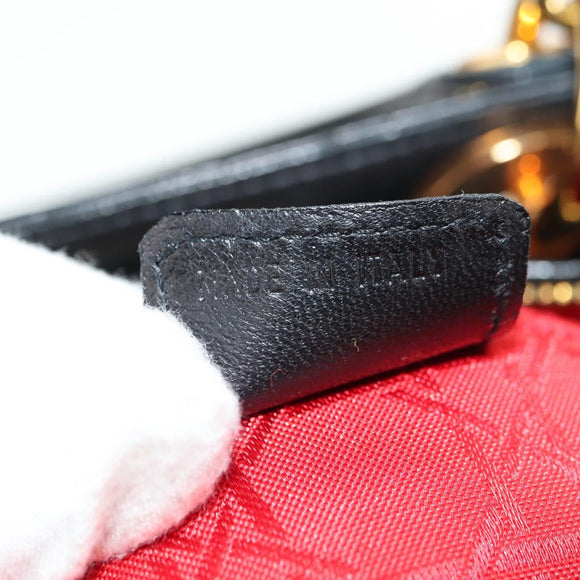 Christian Dior Canage Hand Bag Lamb Skin Black Gold Auth 180510SAM