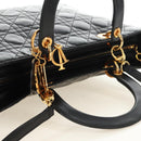 Christian Dior Canage Hand Bag Lamb Skin Black Gold Auth 180510SAM-6