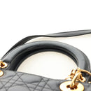 Christian Dior Canage Hand Bag Lamb Skin Black Gold Auth 180510SAM-14