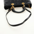 Christian Dior Canage Hand Bag Lamb Skin Black Gold Auth 180510SAM-8