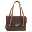 CELINE Macadam Canvas Hand Bag PVC Leather Brown Gold Auth 180512A-1