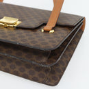 CELINE Macadam Canvas Hand Bag PVC Leather Brown Gold Auth 180512A-10