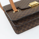 CELINE Macadam Canvas Hand Bag PVC Leather Brown Gold Auth 180512A-11