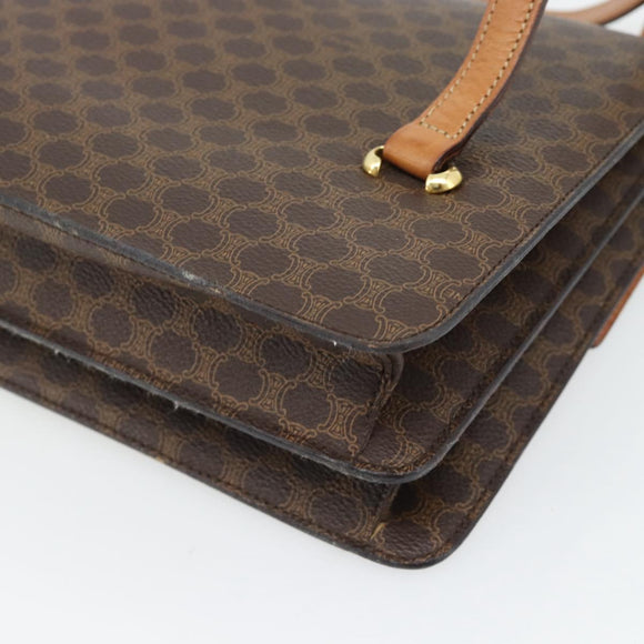 CELINE Macadam Canvas Hand Bag PVC Leather Brown Gold Auth 180512A
