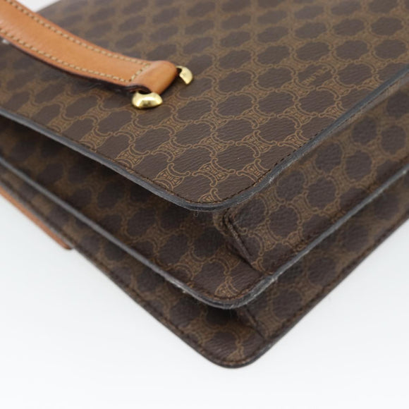 CELINE Macadam Canvas Hand Bag PVC Leather Brown Gold Auth 180512A