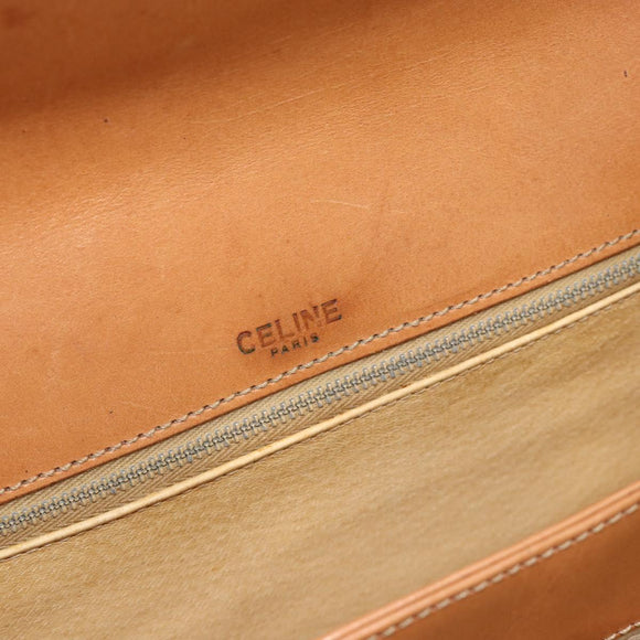CELINE Macadam Canvas Hand Bag PVC Leather Brown Gold Auth 180512A
