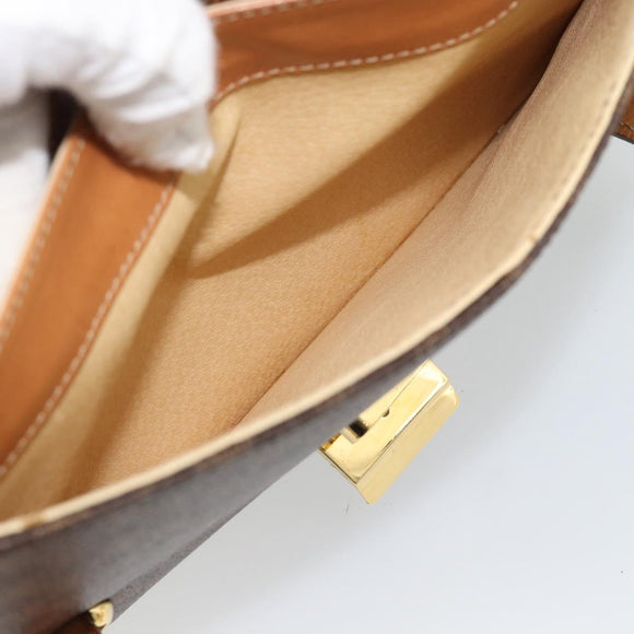 CELINE Macadam Canvas Hand Bag PVC Leather Brown Gold Auth 180512A