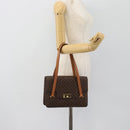 CELINE Macadam Canvas Hand Bag PVC Leather Brown Gold Auth 180512A-24