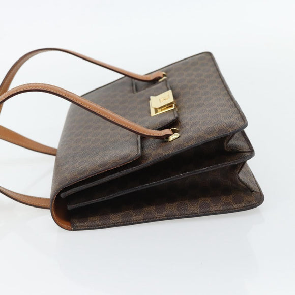 CELINE Macadam Canvas Hand Bag PVC Leather Brown Gold Auth 180512A