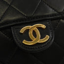CHANEL Matelasse Chain Shoulder Bag Lamb Skin Black Gold CC Auth 180513SAM-18