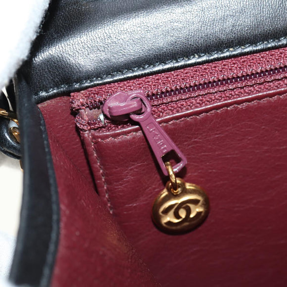 CHANEL Matelasse Chain Shoulder Bag Lamb Skin Black Gold CC Auth 180513SAM
