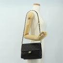 CHANEL Matelasse Chain Shoulder Bag Lamb Skin Black Gold CC Auth 180513SAM-25