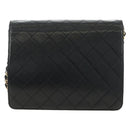 CHANEL Matelasse Chain Shoulder Bag Lamb Skin Black Gold CC Auth 180513SAM-2